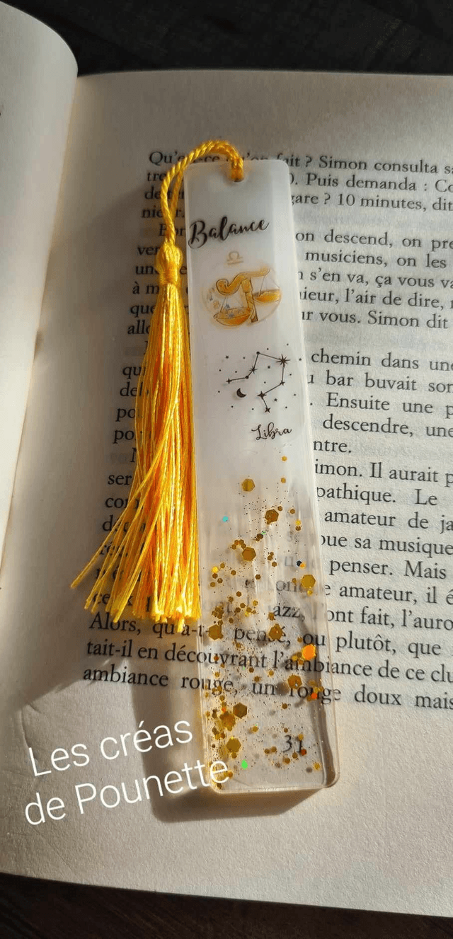Marque-page astro "balance" et sa bague de lecture