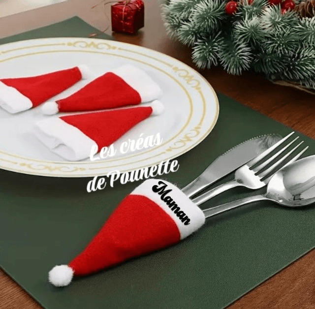 Bonnet de Noël porte-couverts à personnaliser