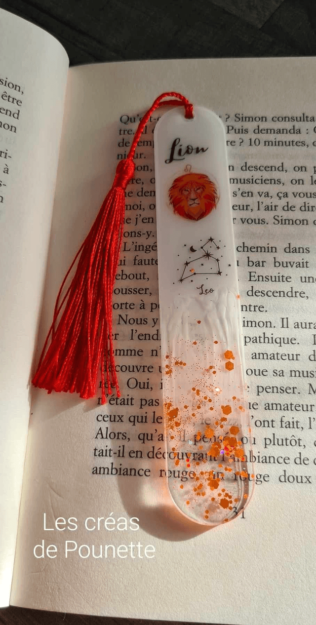 Marque-page "lion" et sa bague de lecture
