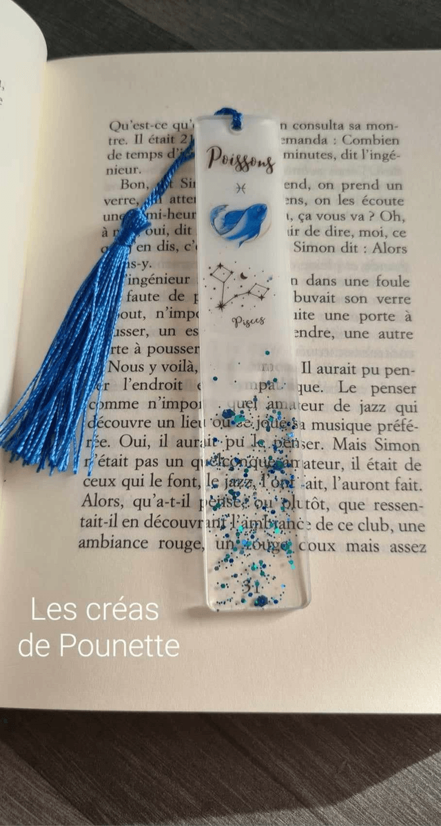Marque-page astro "poissons" et sa bague de lecture