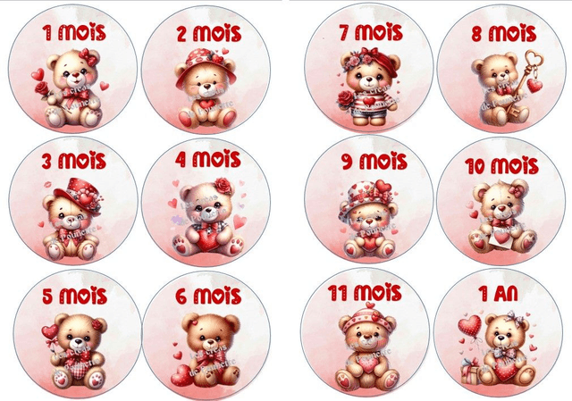 Lot de 12 cartes étape bébé