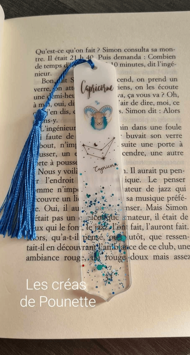 Marque-page astro "capricorne" et sa bague de lecture