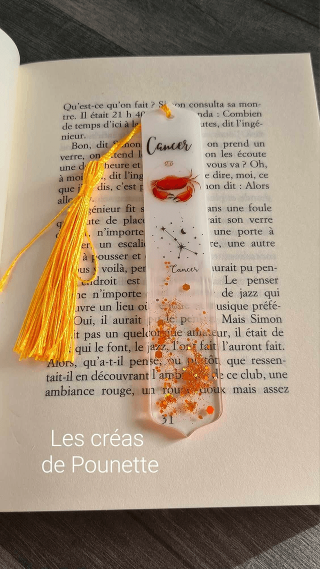 Marque-page "cancer" et sa bague de lecture