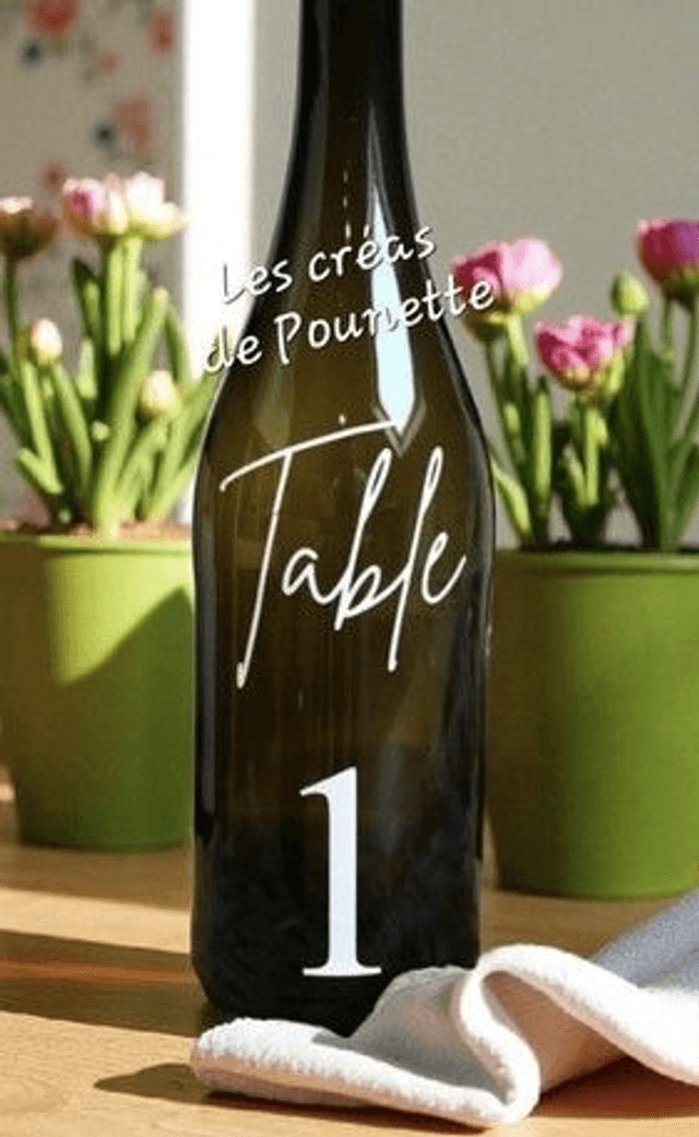 Stickers pour bouteille table + numéro (10 cm maxi)