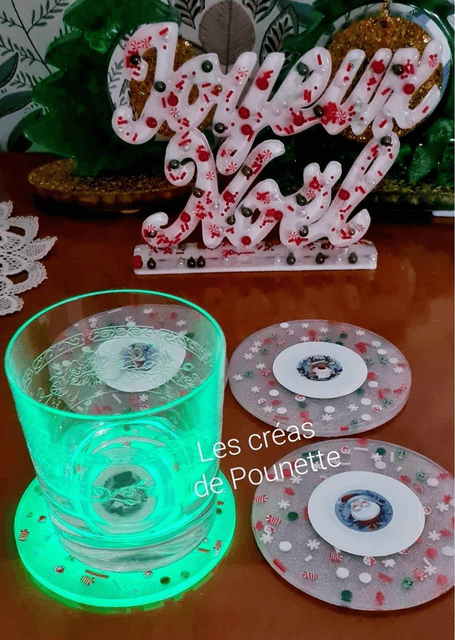 Lot de 4 dessous de verre lumineux