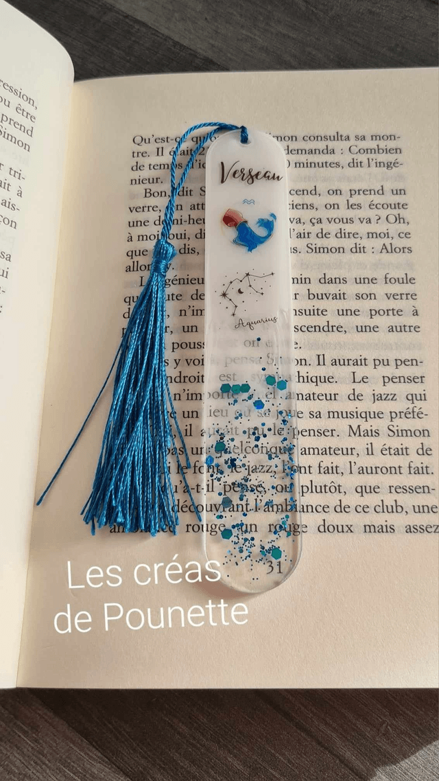 Marque-page astro "verseau" et sa bague de lecture