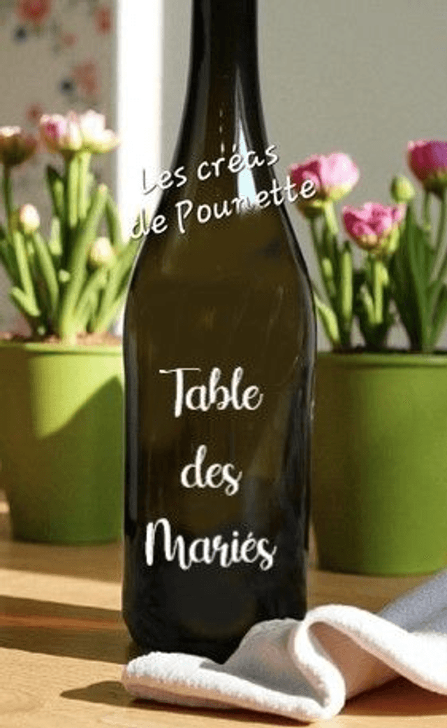 Stickers pour bouteille "table des mariés" 15 cm maxi