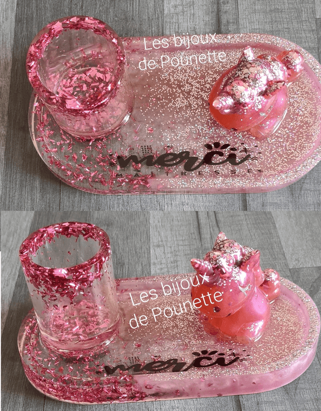 Petit plateau ovale avec pot