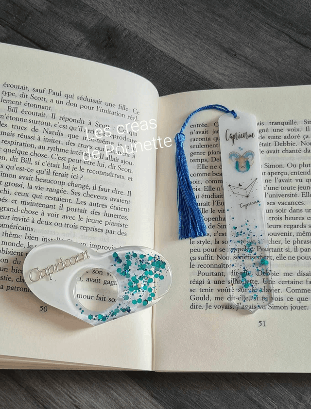Marque-page astro &quot;capricorne&quot; et sa bague de lecture