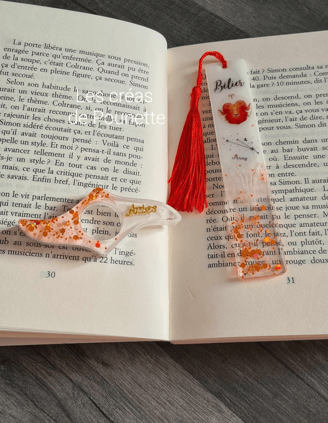 Marque-page astro &quot;bélier&quot;  et sa bague de lecture