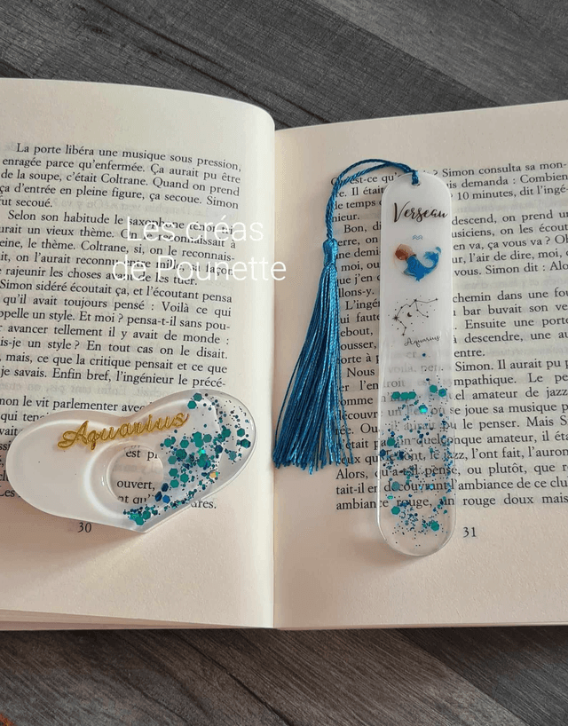 Marque-page astro &quot;verseau&quot; et sa bague de lecture