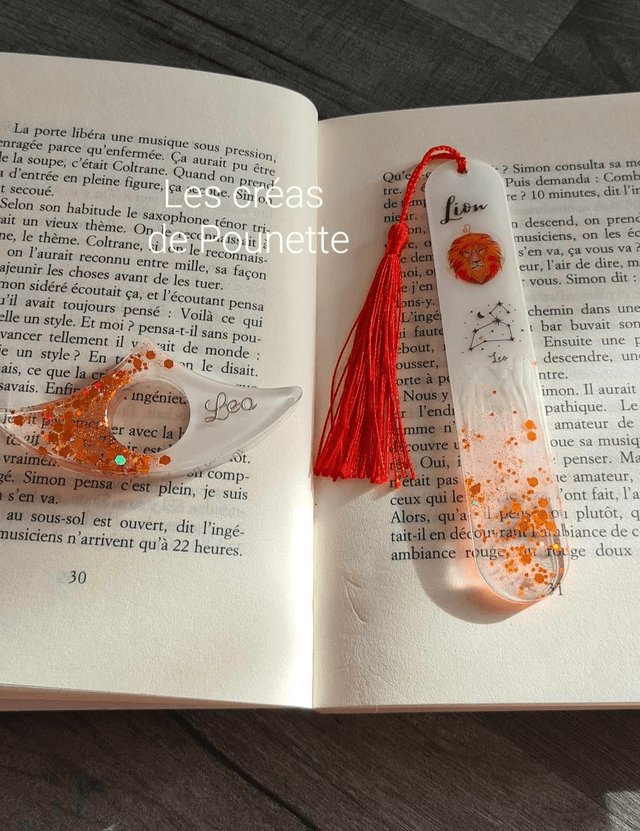 Marque-page &quot;lion&quot; et sa bague de lecture
