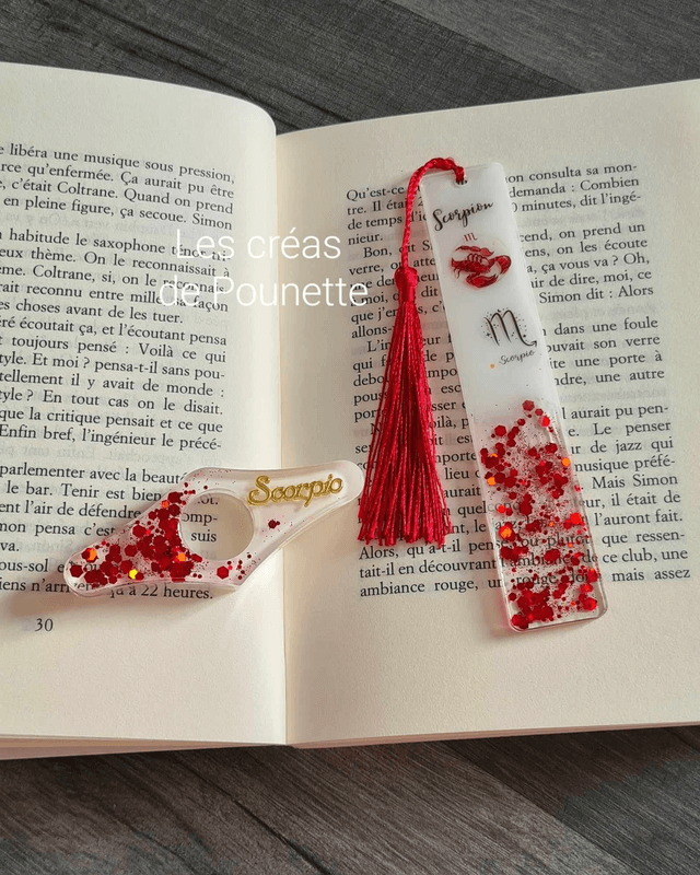Marque-page astro &quot;scorpion&quot; et sa bague de lecture